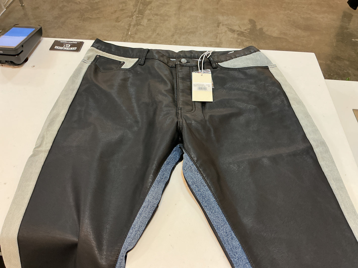 B417 Leather Flare Denim