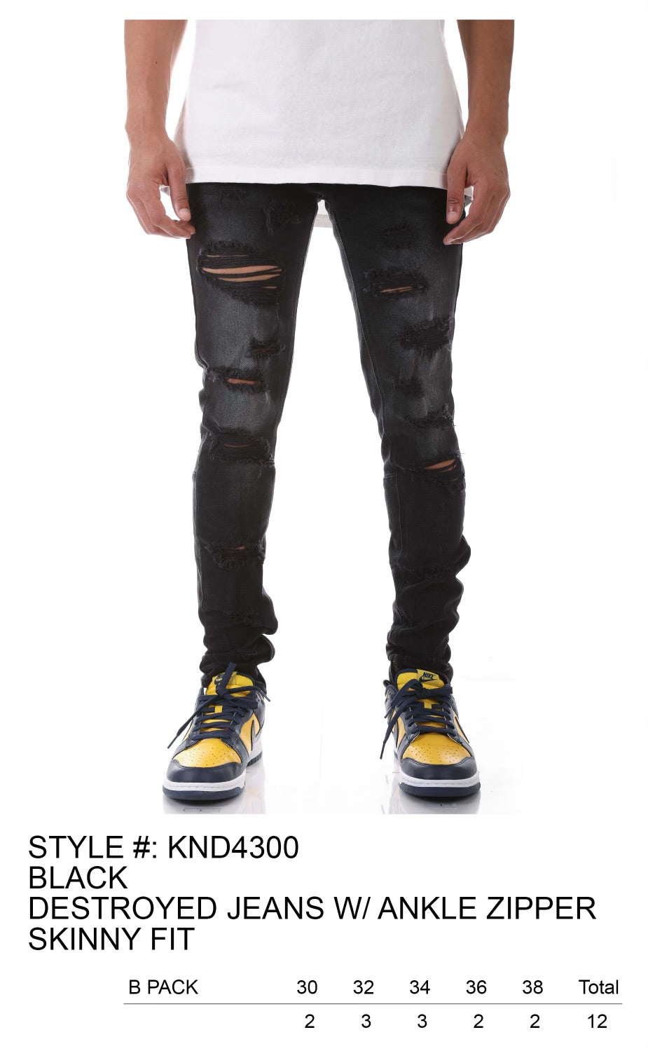 KDNK Destroy Jeans Ankle Zipper (Black)