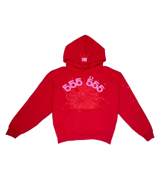 Sp5der Worldwide Red Angel Number 555 Hoodie