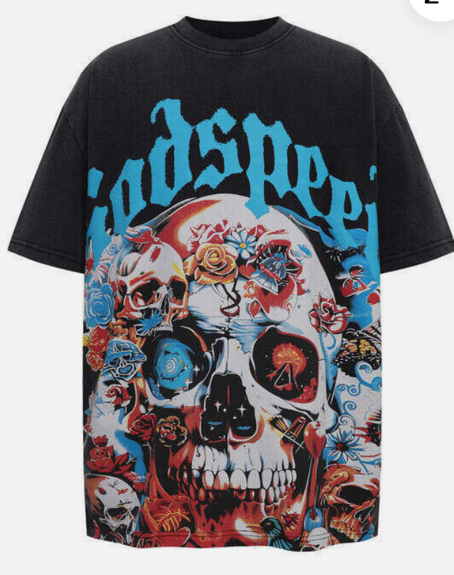 Godspeed Rose Skull Street Print