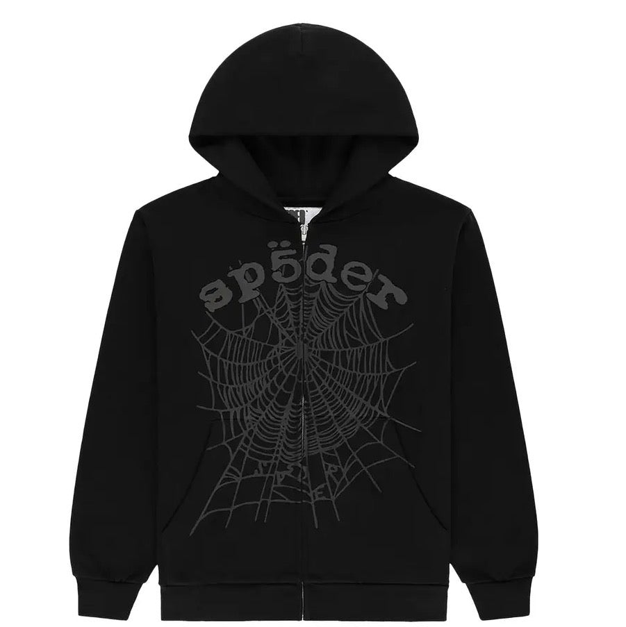 Sp5der OG Web Black Zip Up