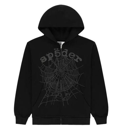 Sp5der OG Web Black Zip Up