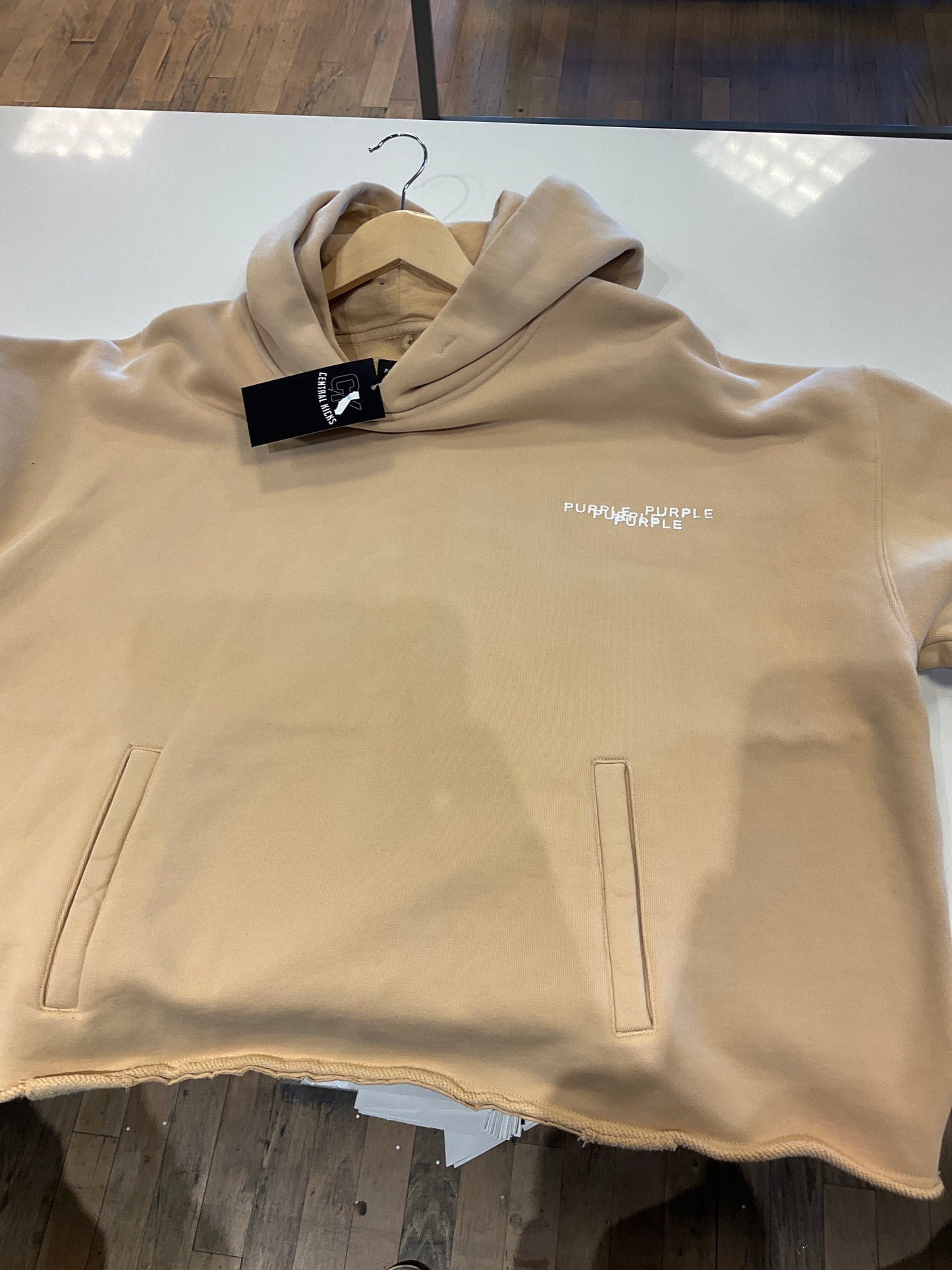Purple Brand cropped sand Hoodie