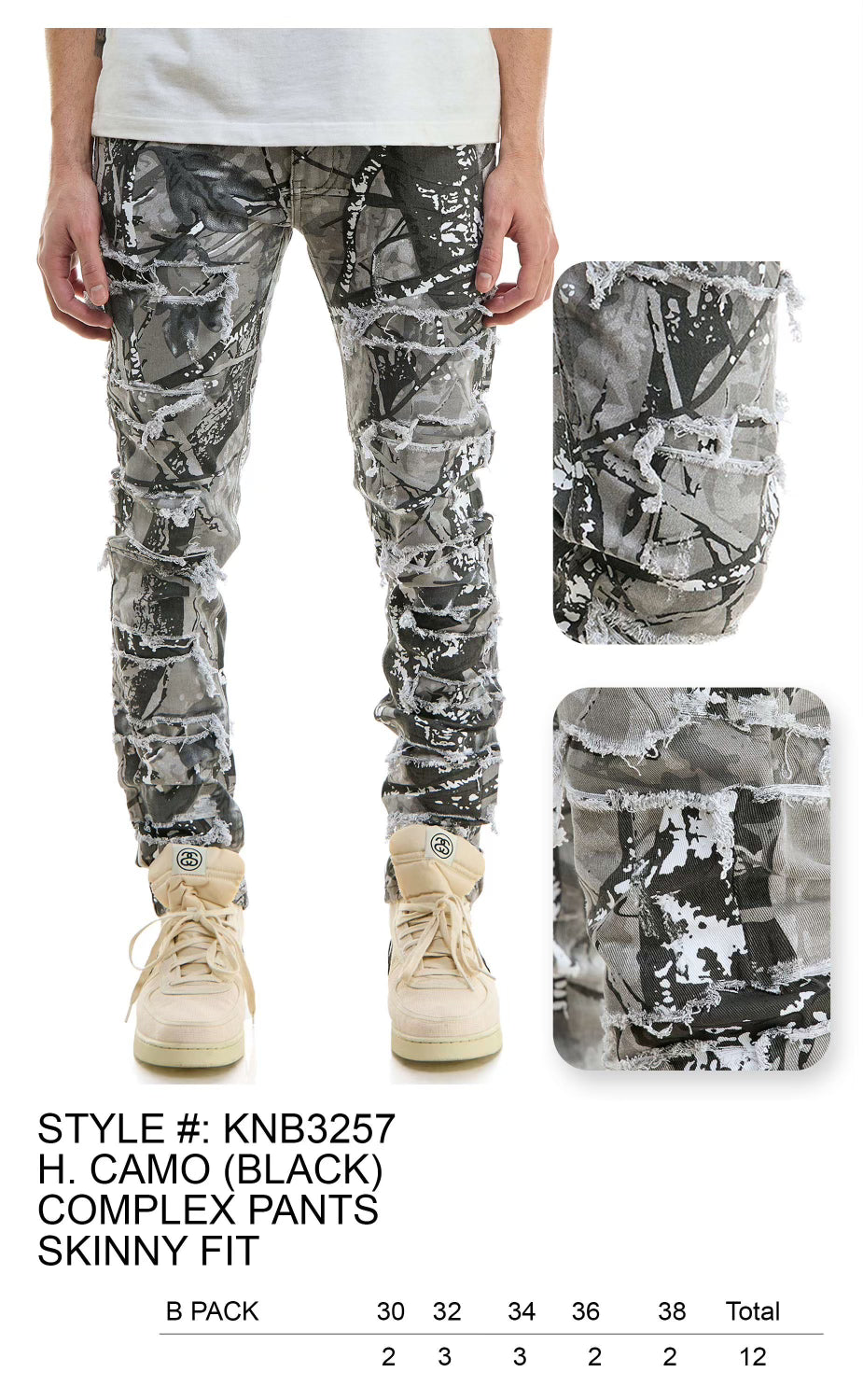 KDNK Jeans Skinny (Black Camo)
