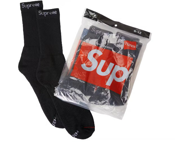 Supreme Hanes Socks (4 pack) Black
