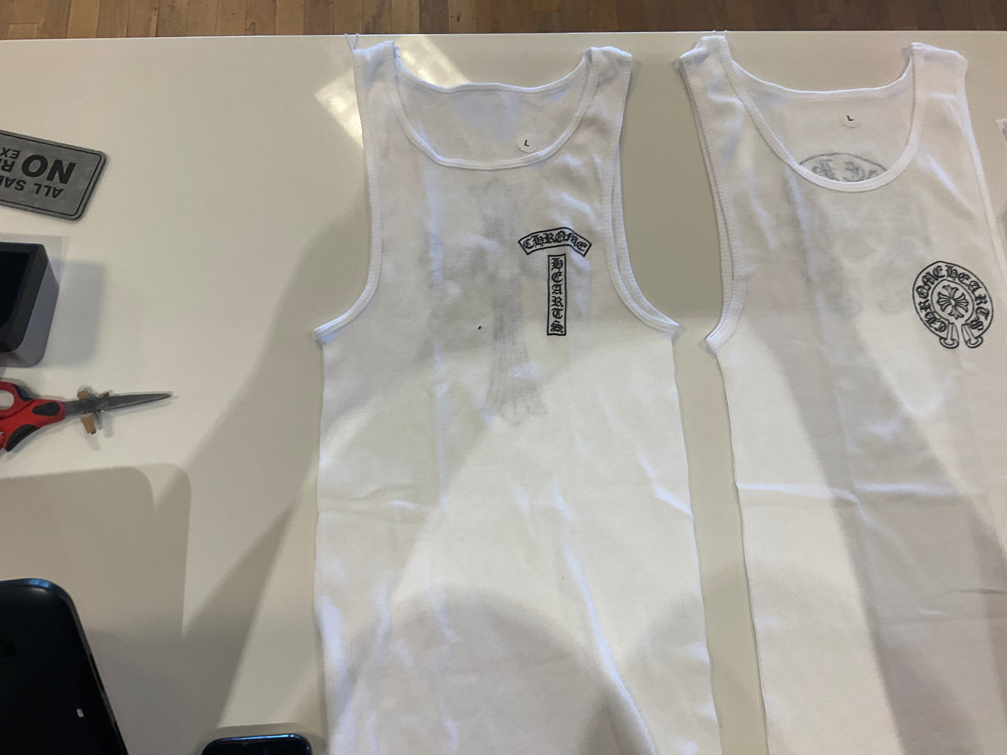 Chrome heart tank top white