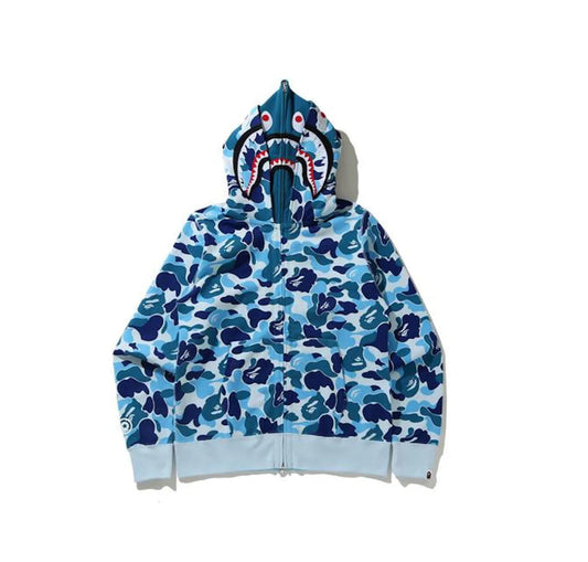Bape Camo Shark Wide Double Zip-up Blue