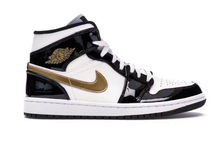 Jordan 1 Mid Patent Black Gold *USED*