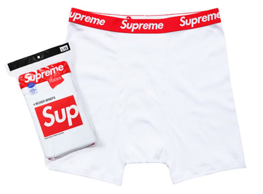 Supreme Hanes Boxer Briefs White (4 Pack)