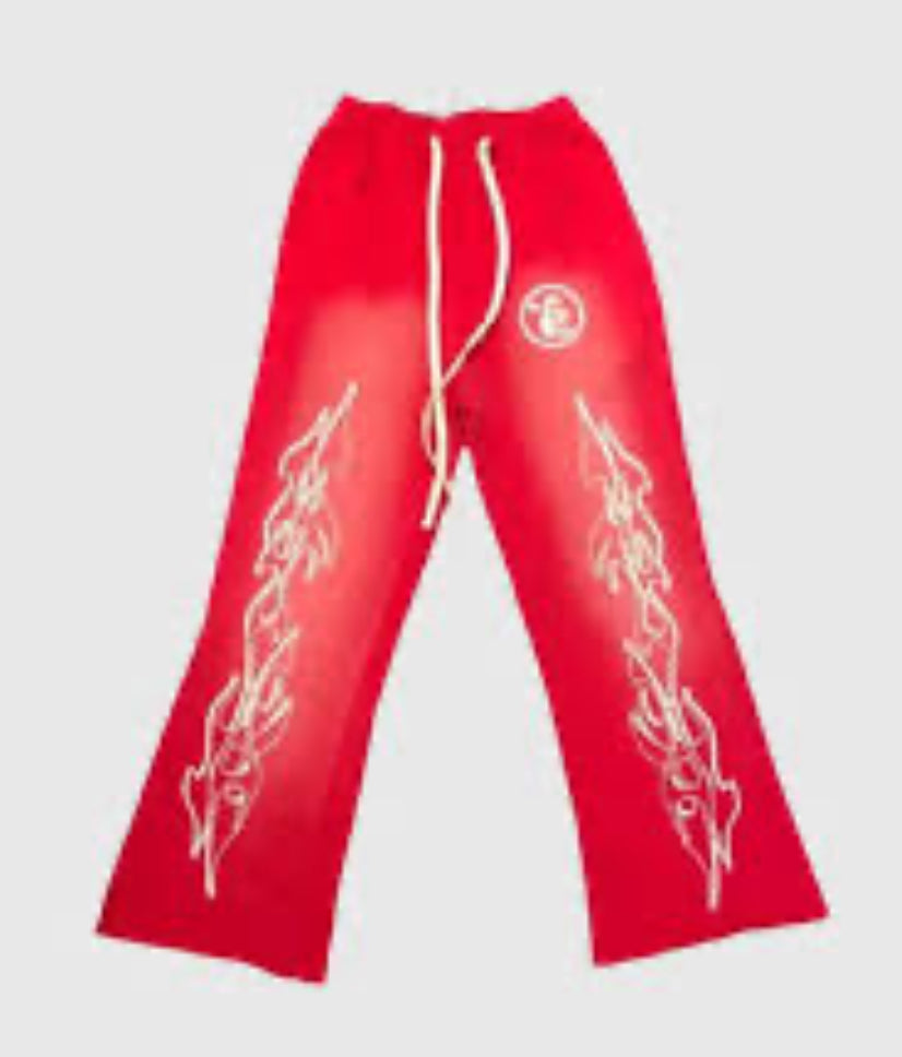 Hellstar Capsule 9 Flame Flare Sweatpants Red
