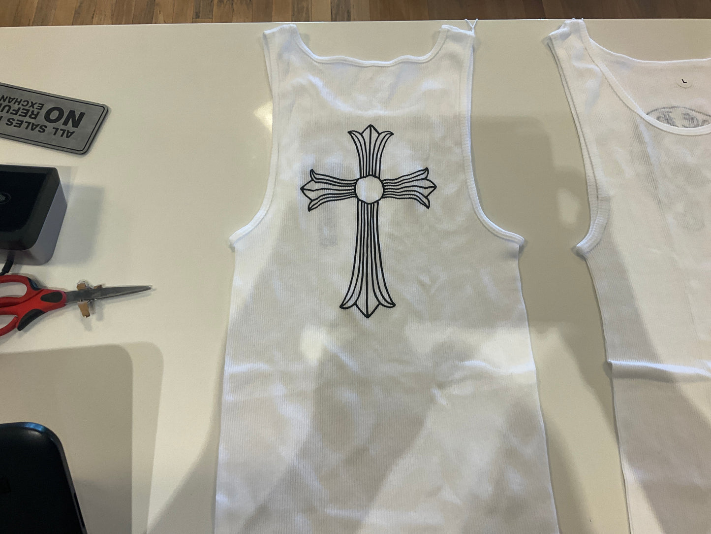 Chrome heart tank top white
