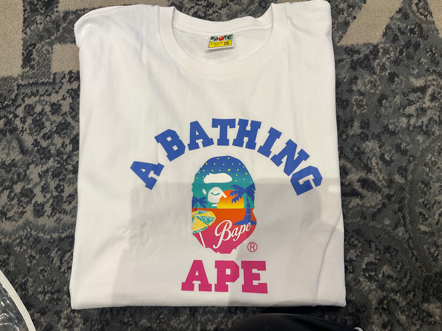 Bape Blue/Pink Paradise Tee White