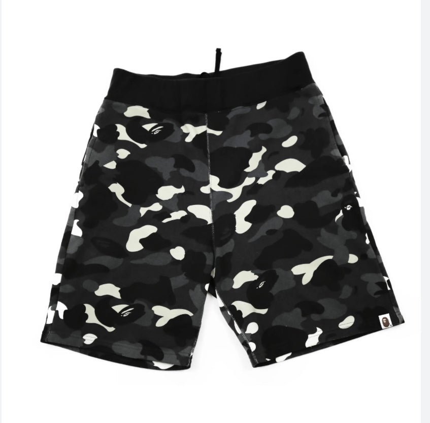 Bape ABC Black & White Camo Shorts