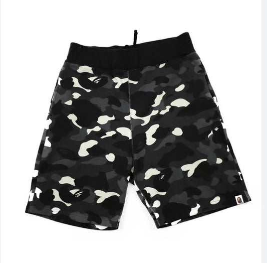 Bape ABC Black & White Camo Shorts
