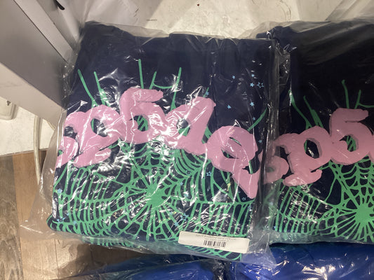 Sp5der Navy Blue Web hoodie