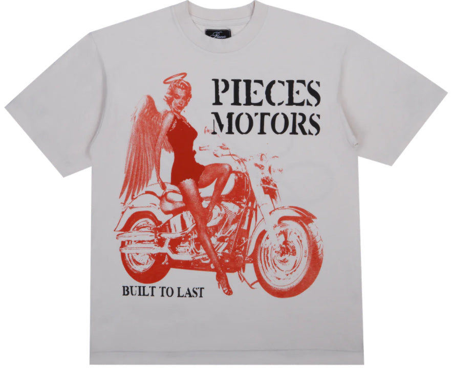 Pieces Motors Highway Tee Shirt Cream/Red