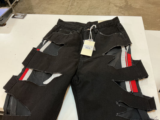 Ultra Baggy Track Lined Denim Black/Red