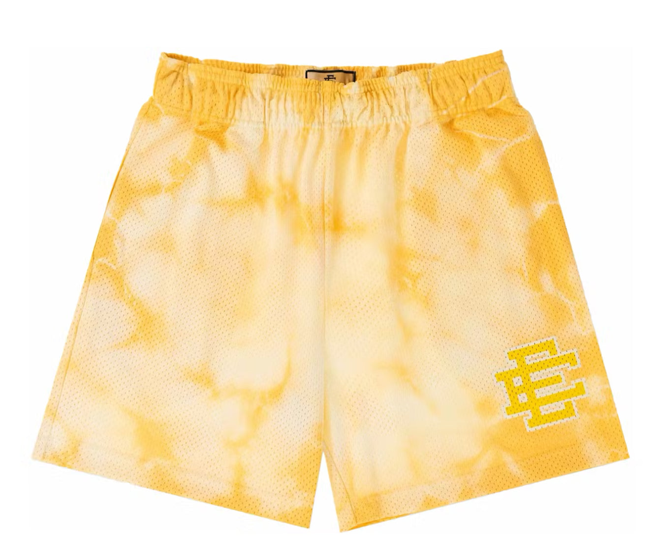 Eric Emanuel TieDye Pattern Mesh Yellow Shorts
