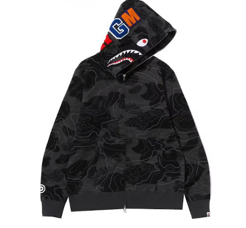 BAPE Layered Line Full Zip Hoodie Black