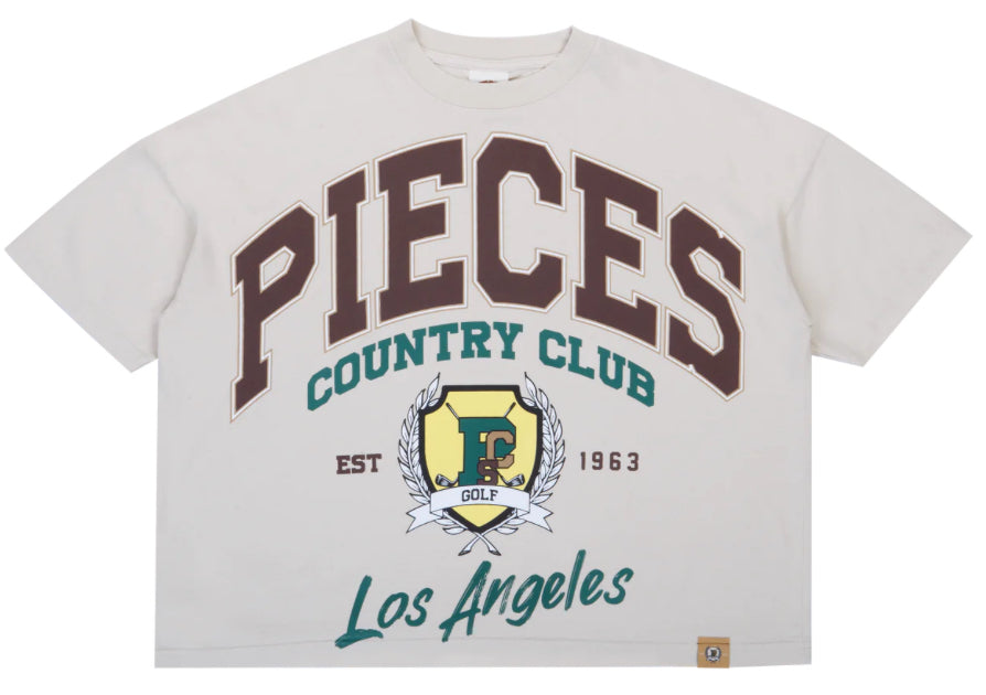Pieces Country Club Tee Shirt Cream/Green