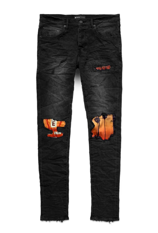 Purple Brand Skinny Patch Black Wash Sunset Jeans