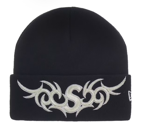 Supreme New Era Tribal S Logo Beanie Black