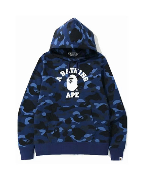 Bape Navy Blue Camo Pullover Hoodie