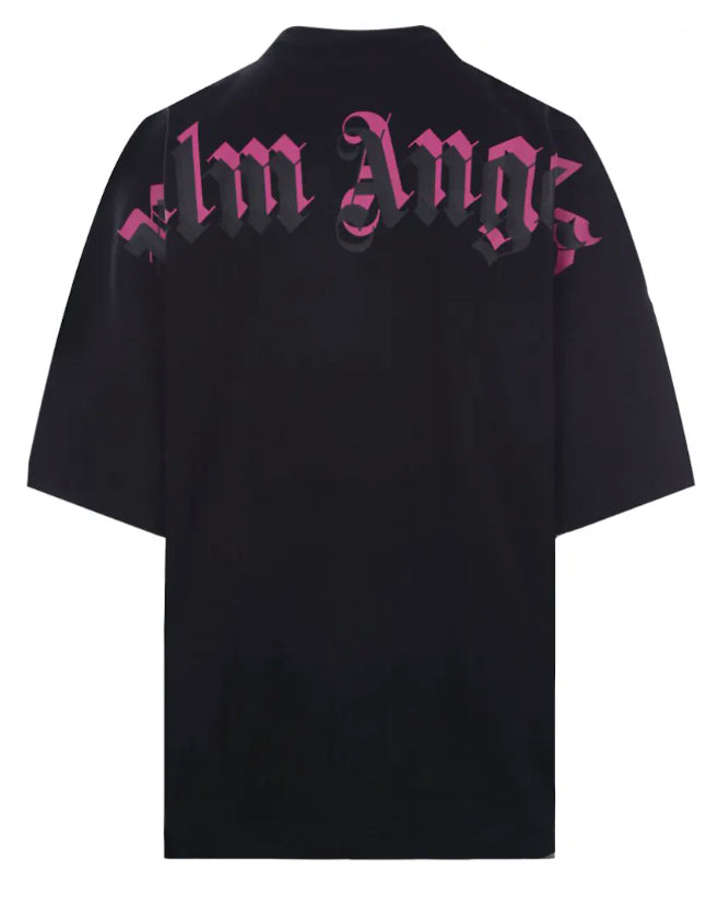 Palm Angels Doubled Logo Black Fuchsia Tee