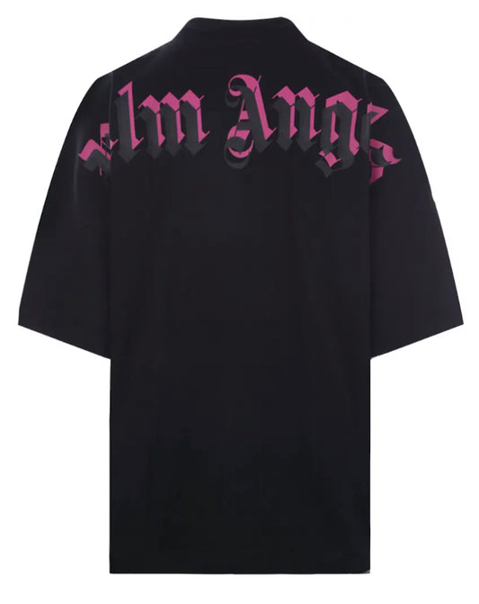 Palm Angels Doubled Logo Black Fuchsia Tee