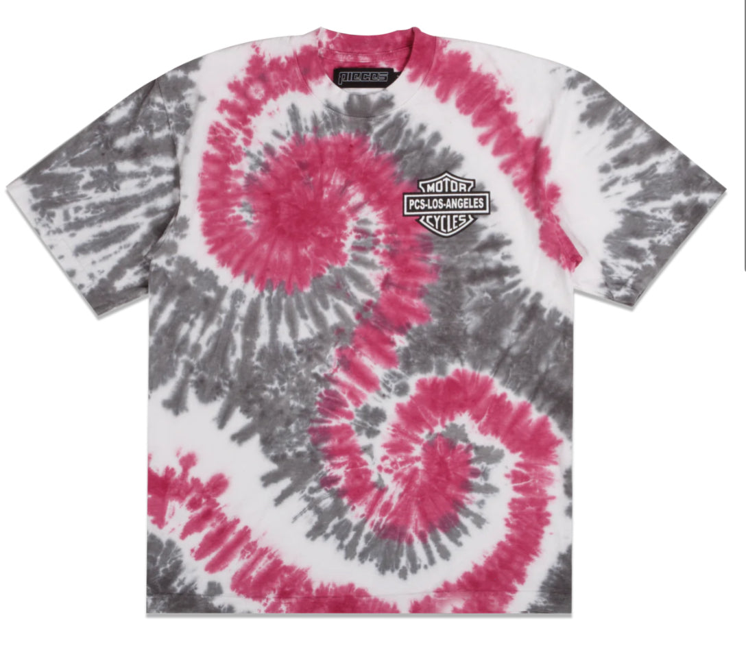 Pieces Tie Dye Motors Tee Shirt Pink