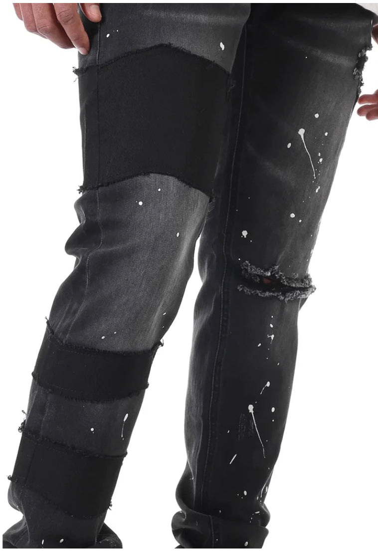 KDNK Jeans Skinny black/paint splatter