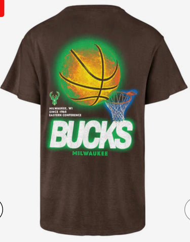 Milwaukee Bucks Brown Heat Check ‘47 Vintage Tubular Tee