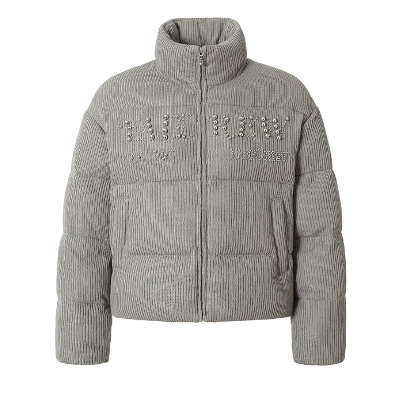 Grey YADcrew Pearl Slogan Puffer