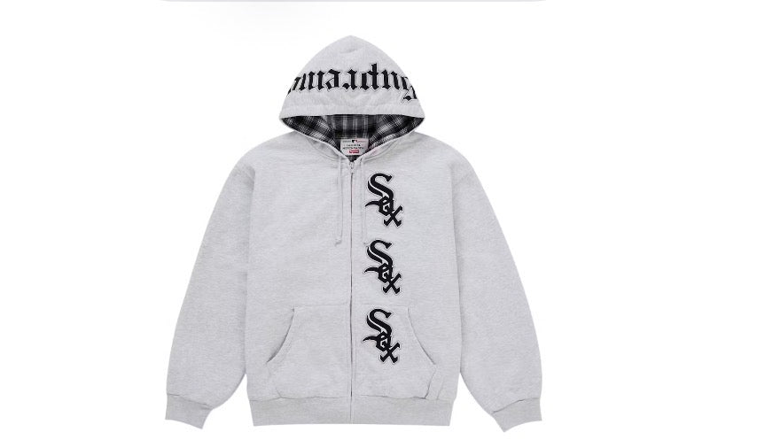 Supreme Chicago White Sox Zip Up Hooded Sweatshirt Gray