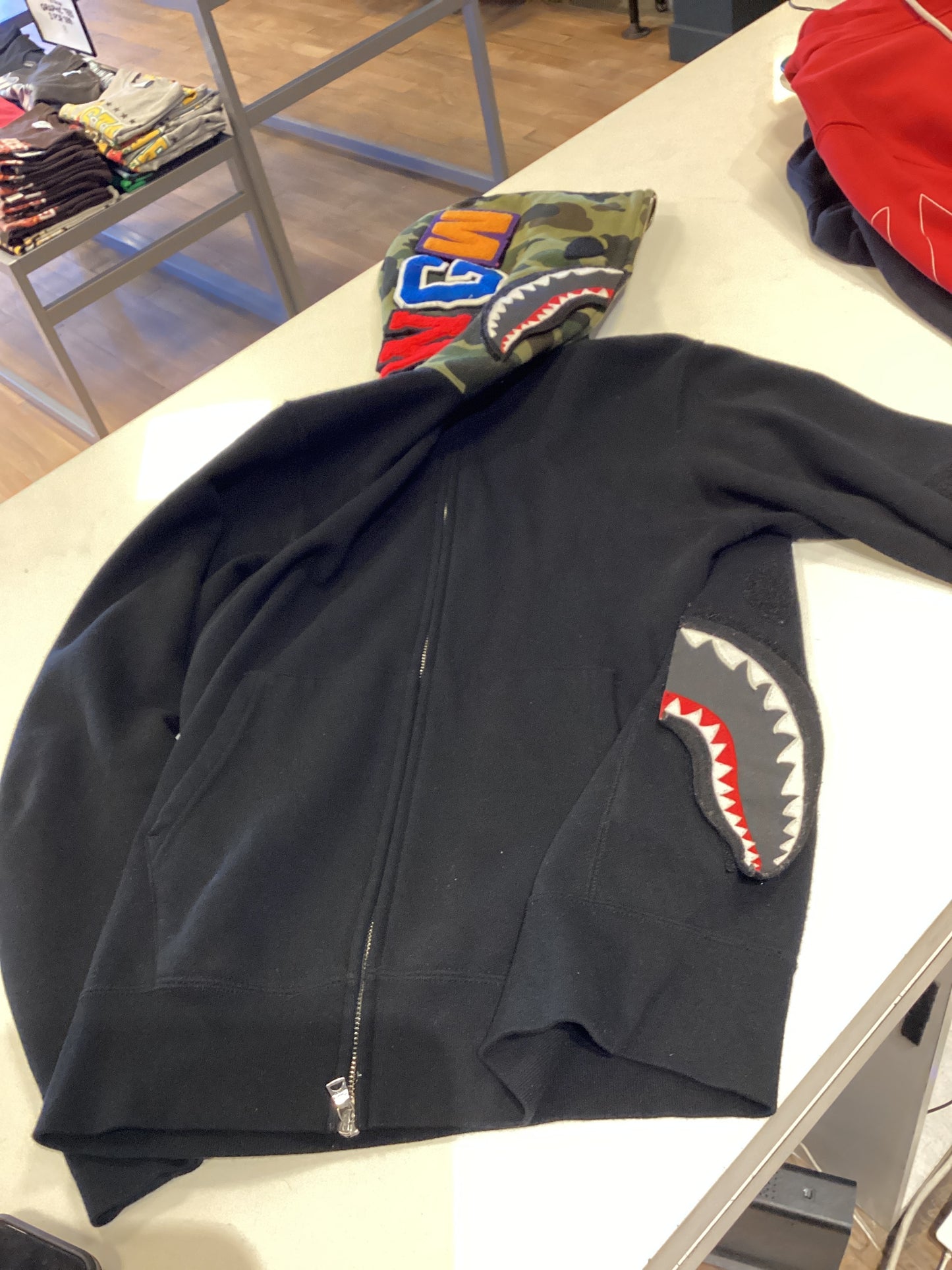 Bape zip up camo shark