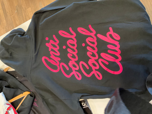 Anti Social Social Club hoodie black pink letters