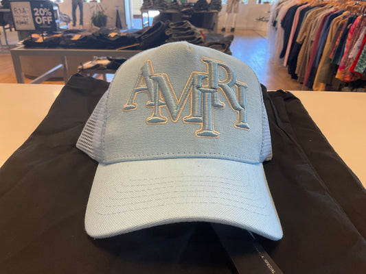 Amiri Staggered Trucker Hat Baby Blue SB