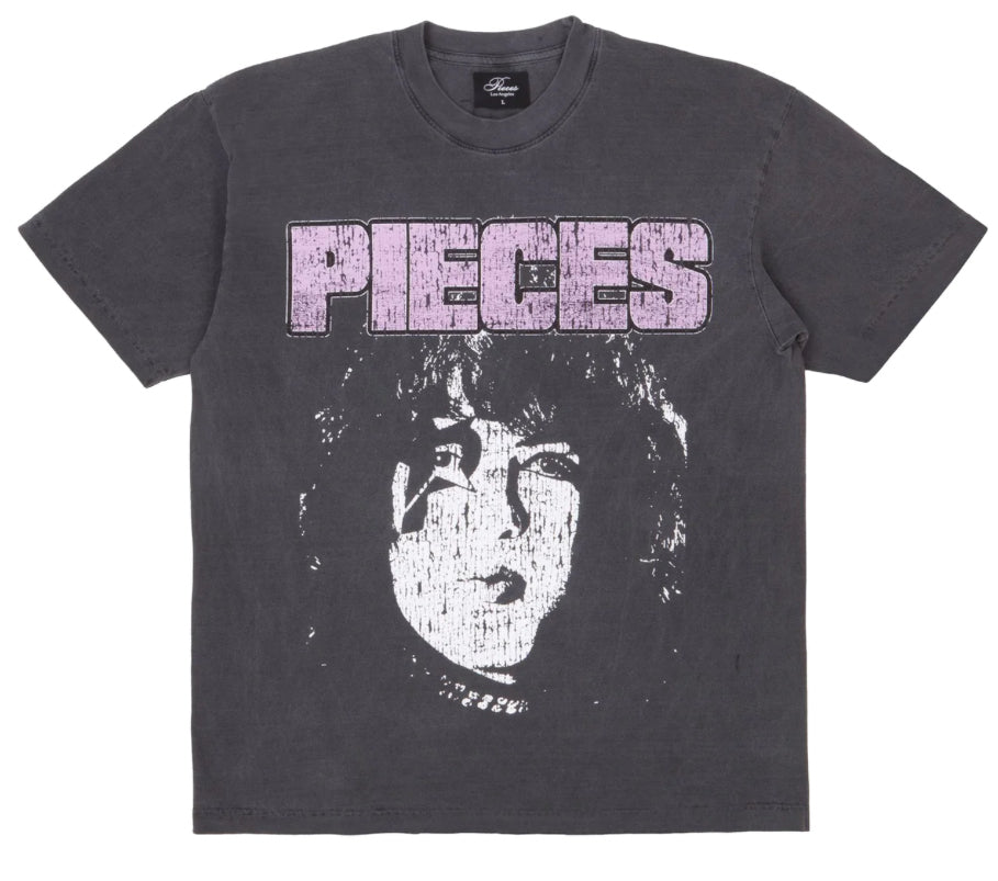 Pieces Kiss Tee Shirt Gray/Purple