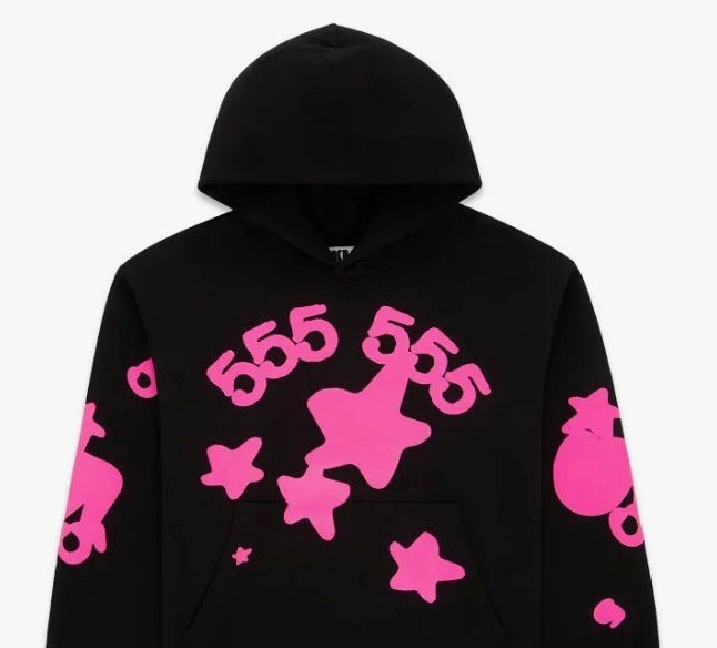 Sp5der Black Pink Angel Number Beluga Hoodie