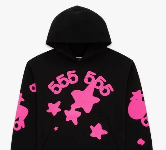 Sp5der Black Pink Angel Number Beluga Hoodie