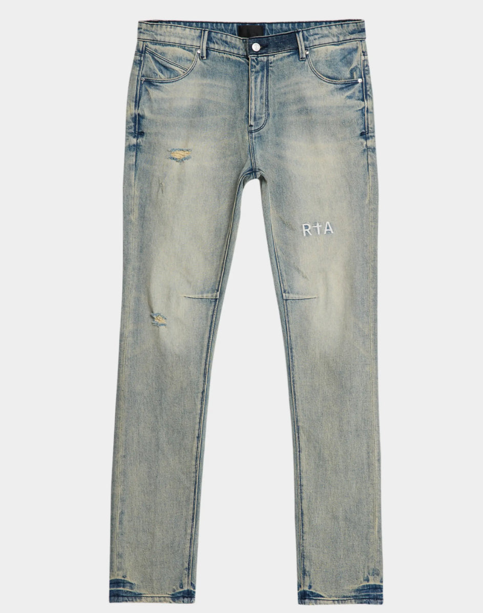 RTA Clayton Cross Pintuck Vintage Wash Skinny Jean