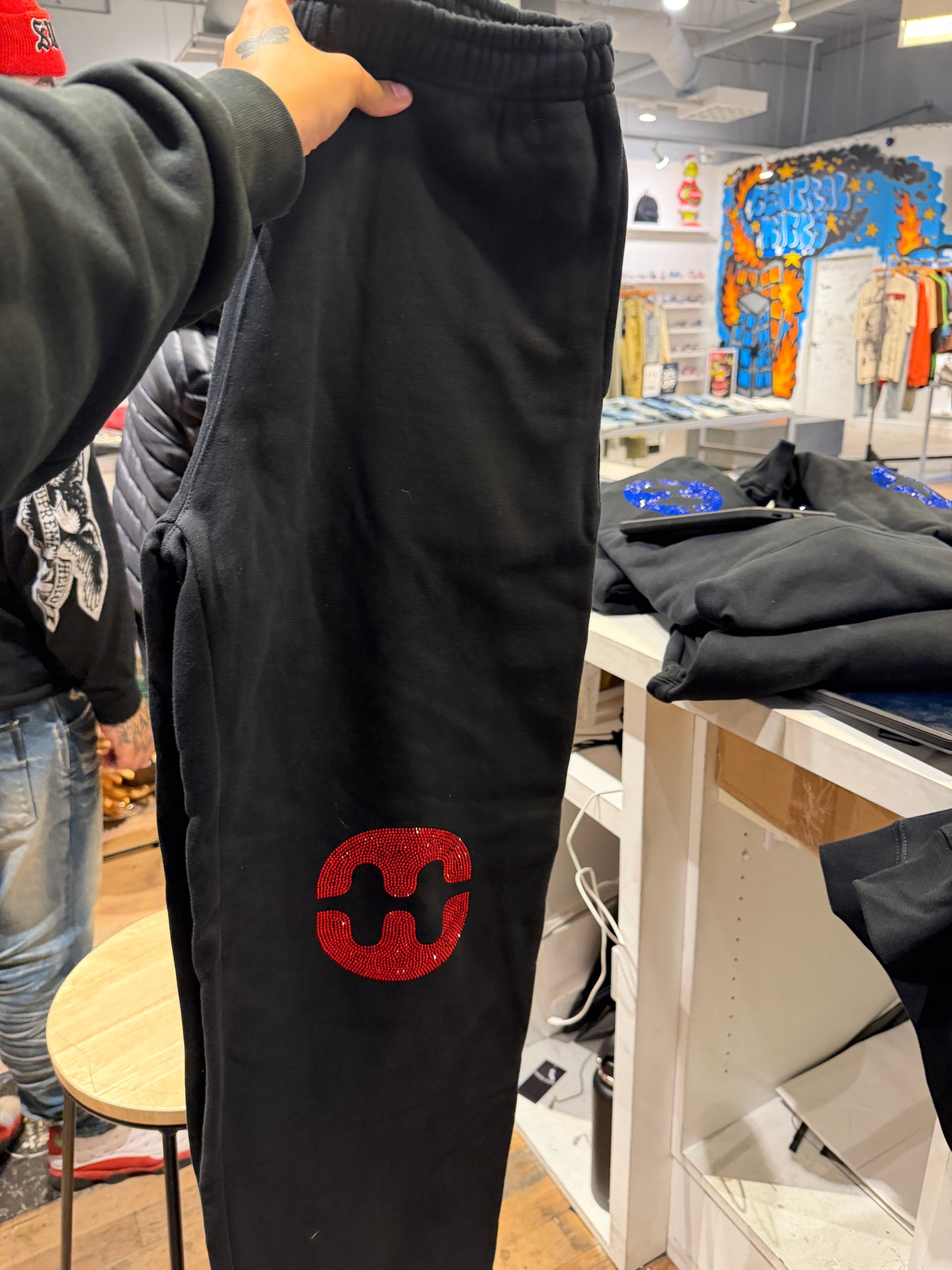 Halfway Home Red Rhinestone Sweatpants