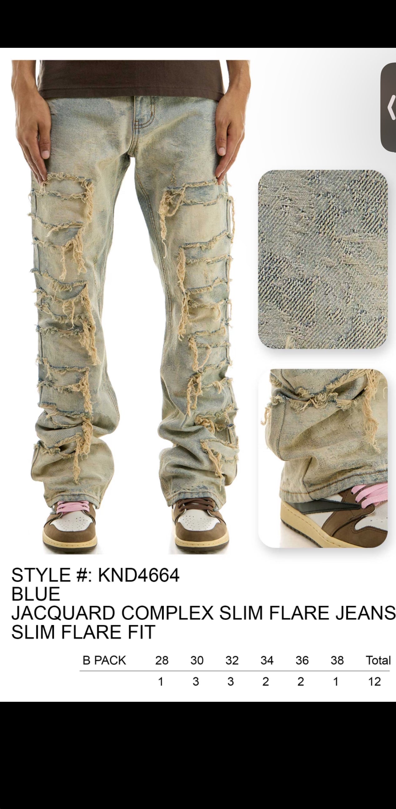 KDNK Blue Jacquard Complex Slim Flare