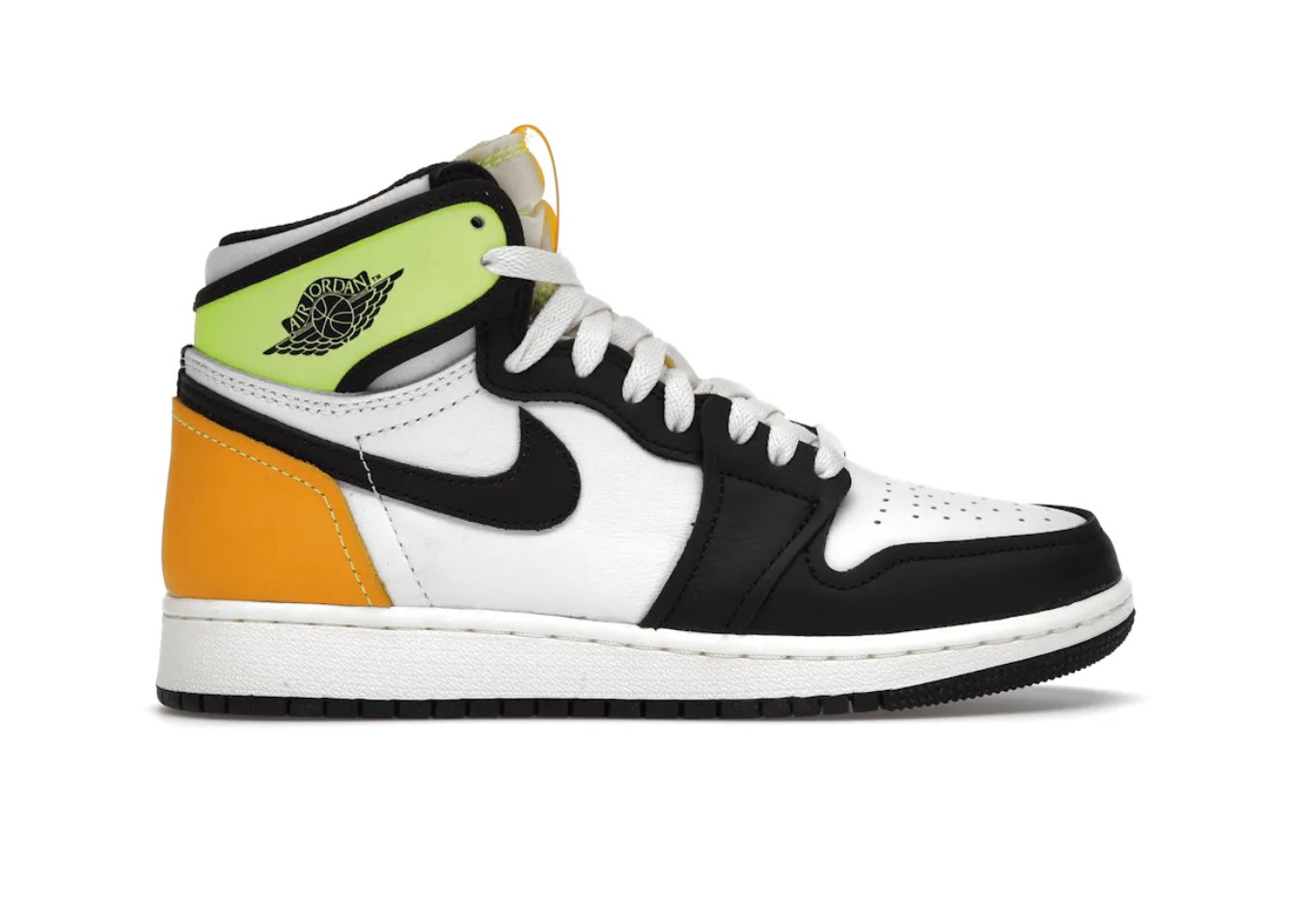 Jordan 1 Retro High White Black Volt University Gold (GS)