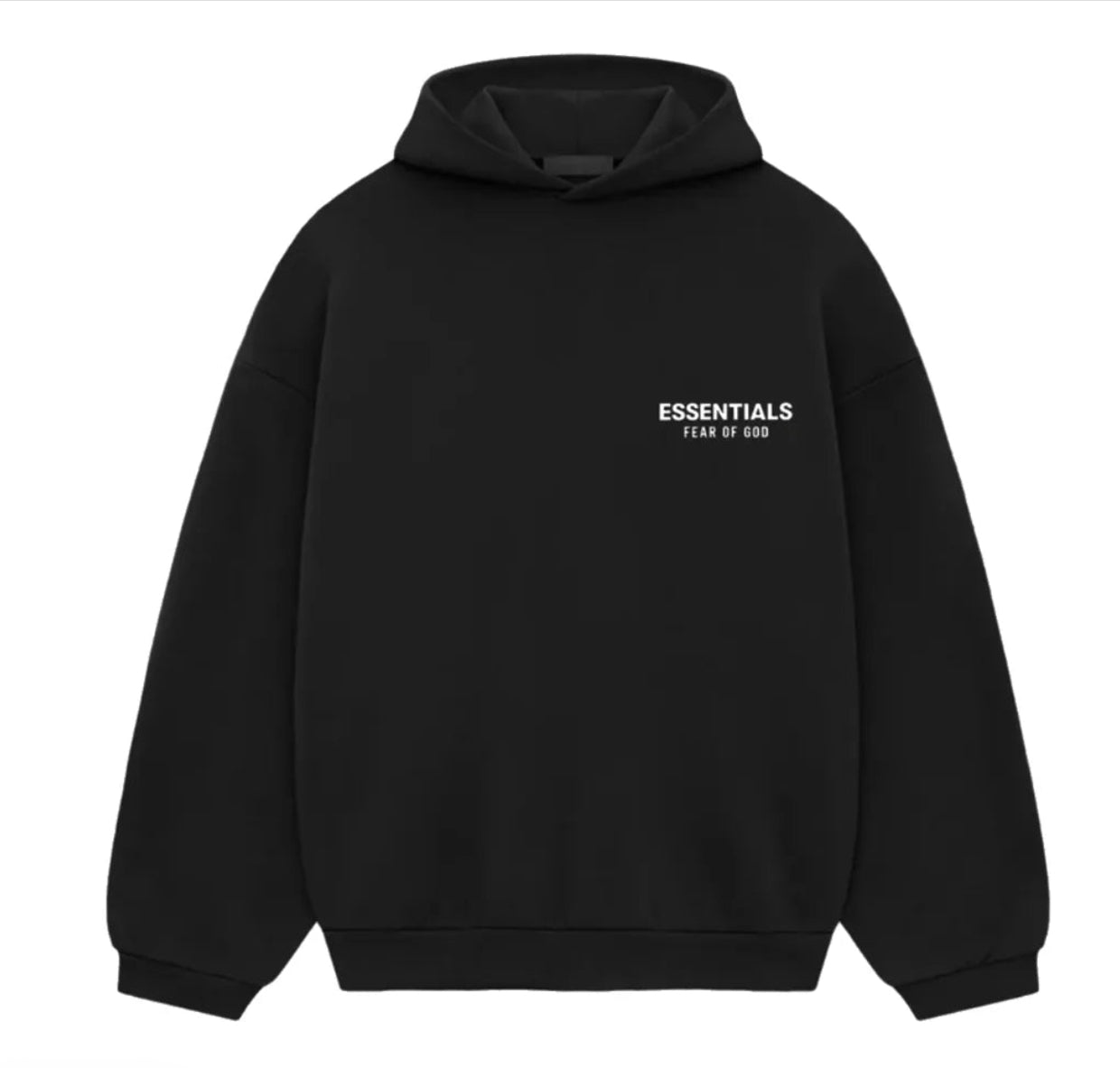Fear Of God Essentials Hoodie Black/White Logo
