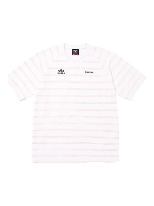Supreme Umbro Stripe Soccer Tee White & Pink