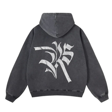 REVIVE STUDIOS PULL OVER HOODIE CHARCOAL BLACK