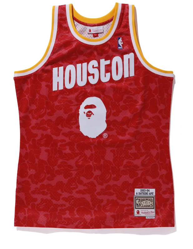 BAPE x Mitchell & Ness Rockets Camo Basketball Swingman Jersey