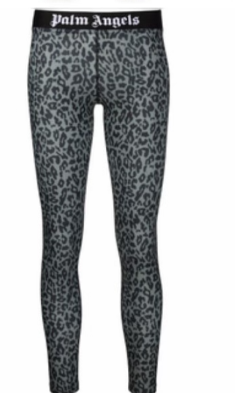 Palm Angels Leopard Print Leggings - Black/White